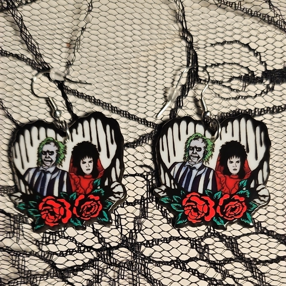 Beetlejuice Heart Earrings